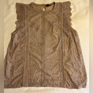 Lace Blouse with Scallop Sleeve, 3x, Cable & Gauge